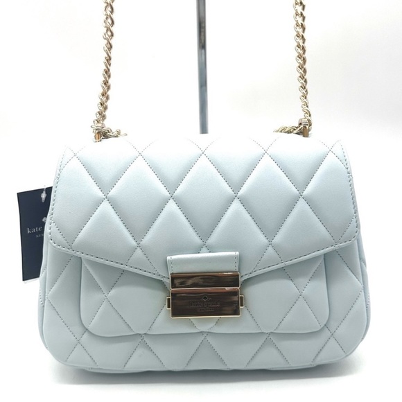 Kate Spade Carey Small Quilted Flap Shoulder Crossbody Bag Dewy Blue (NWT) - Picture 3 of 10